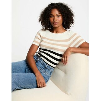 Morgan Striped Jumper Short-sleeves 252-Mpiana Ivory Morgan Striped Jumper Short-sleeves 252-Mpiana Ivory
