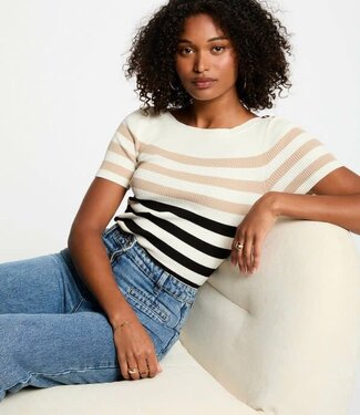 Morgan Striped Jumper Short-sleeves 252-Mpiana Ivory