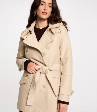 Morgan Waisted belted Trenchcoat with hood 241-Gladia Sand