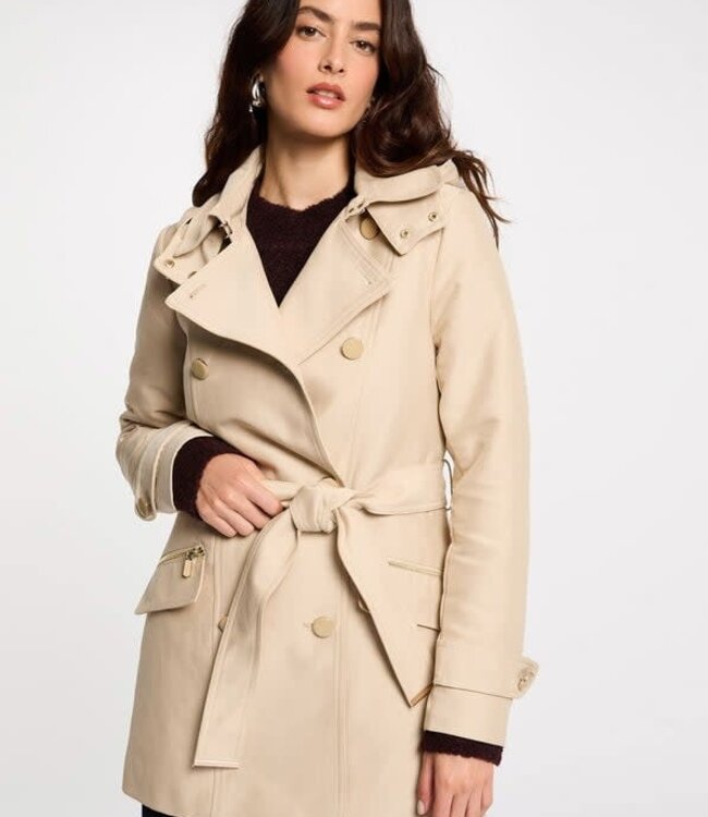 Morgan Waisted belted Trenchcoat with hood 241-Gladia Sand