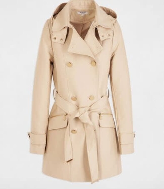 Morgan Waisted belted Trenchcoat with hood 241-Gladia Sand