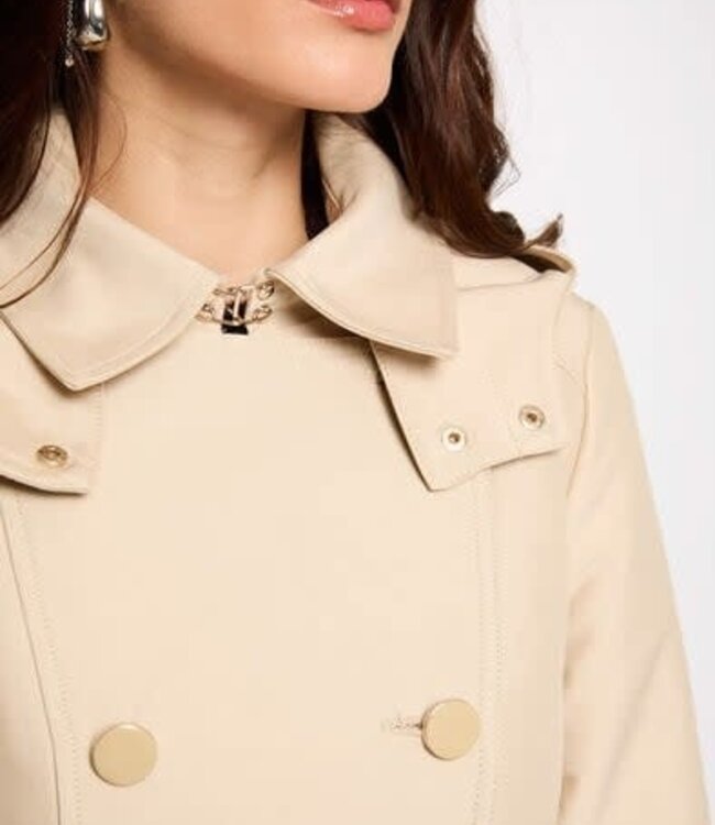 Morgan Waisted belted Trenchcoat with hood 241-Gladia Sand