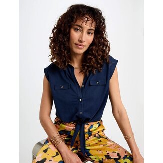 Morgan Sleeveless blouse petroleum 252-Darod Blue
