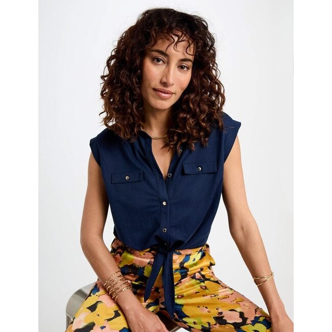 Morgan Sleeveless blouse petroleum 252-Darod Blue