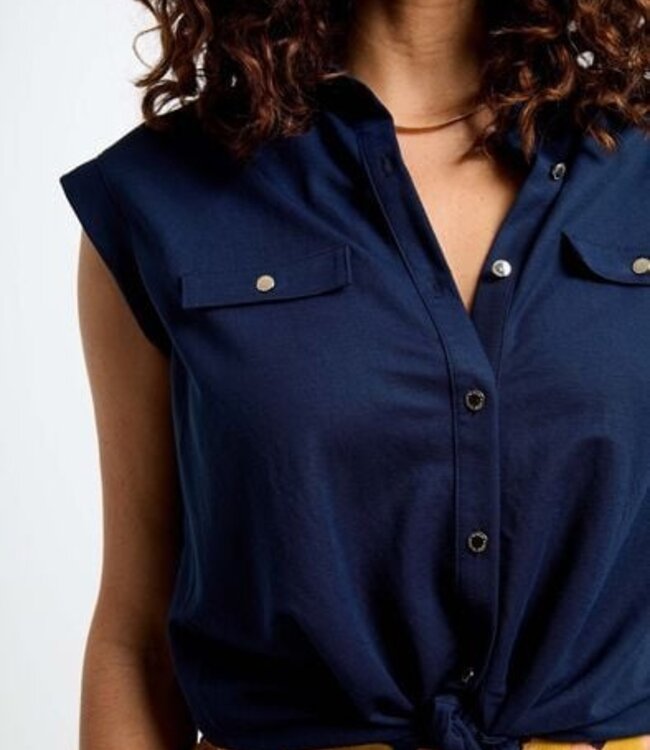 Morgan Sleeveless blouse petroleum 252-Darod Blue