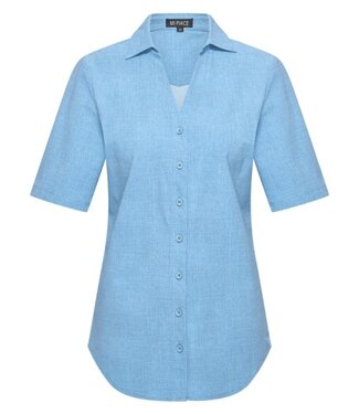 MI PIACE Travel Blouse V Neck Uni Denim 2603 Bleached