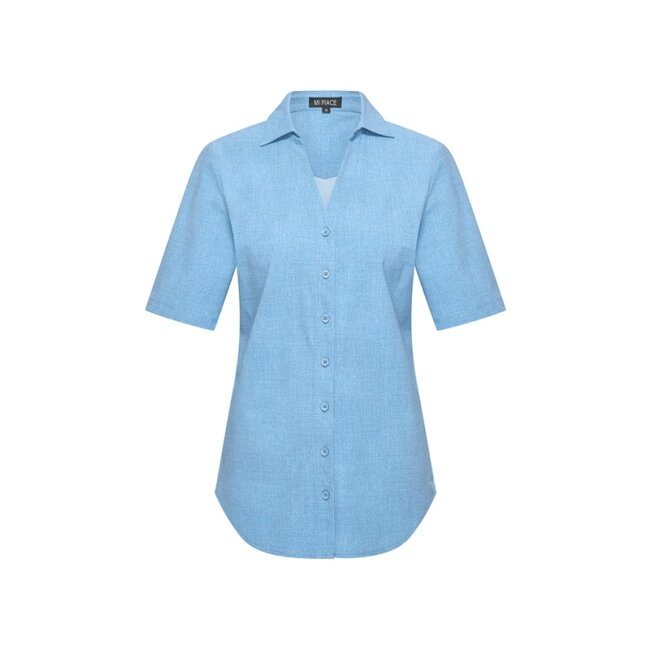 MI PIACE Travel Blouse V Neck Uni Denim 2603 Bleached