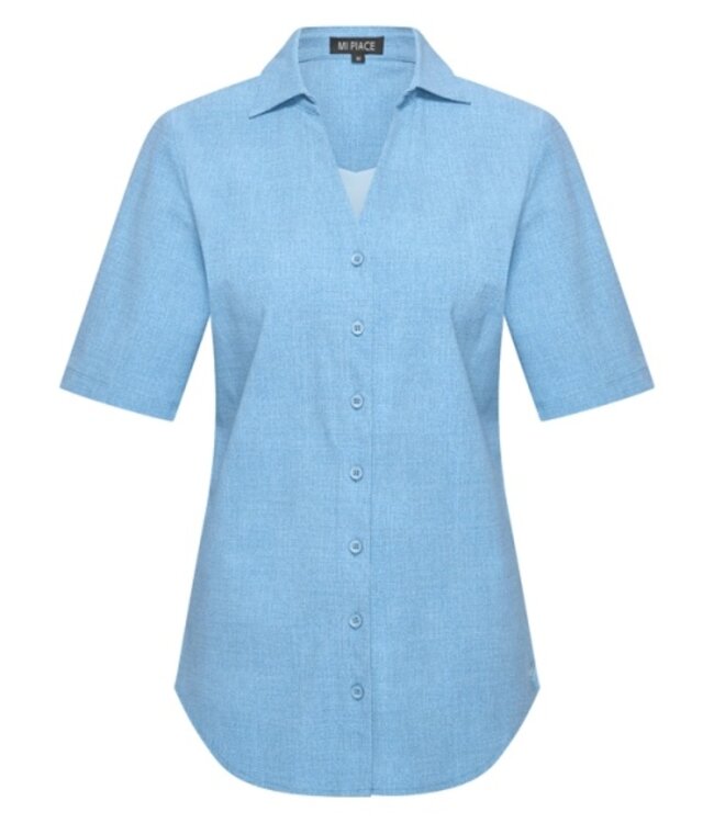 MI PIACE Travel Blouse V Neck Uni Denim 2603 Bleached