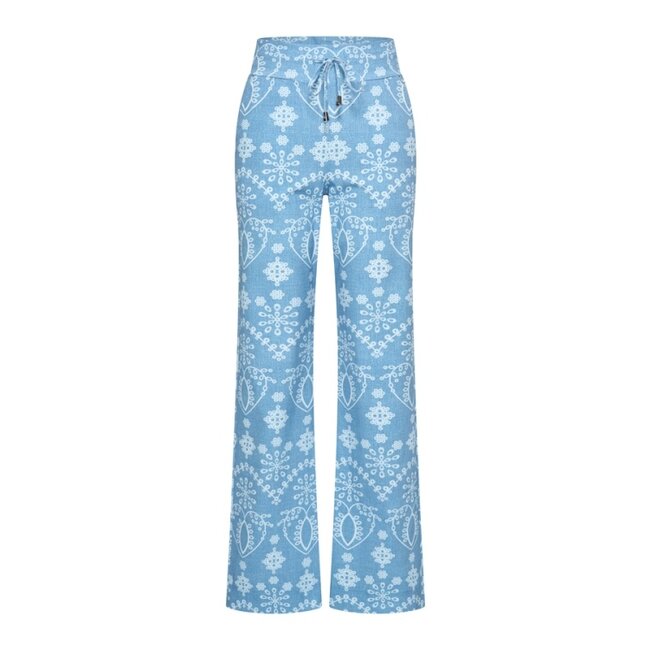 MI PIACE Travel Broek Print Denim Embroidery 2089 Bleached