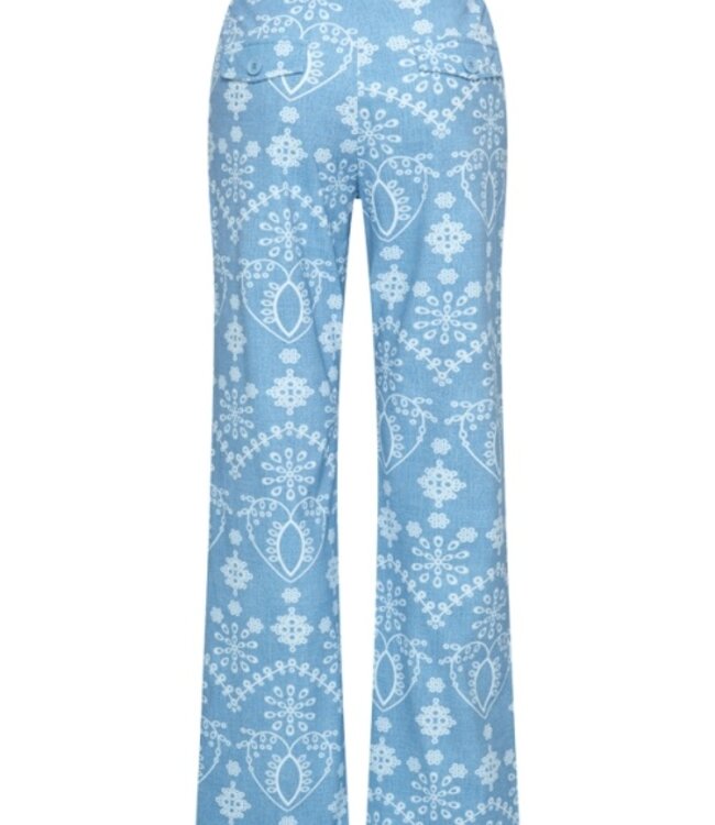MI PIACE Travel Broek Print Denim Embroidery 2089 Bleached