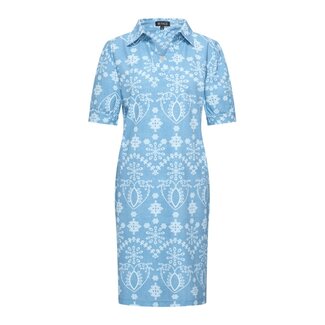 MI PIACE Travel Polo Jurk Print Denim Embroidery 2605 Bleached