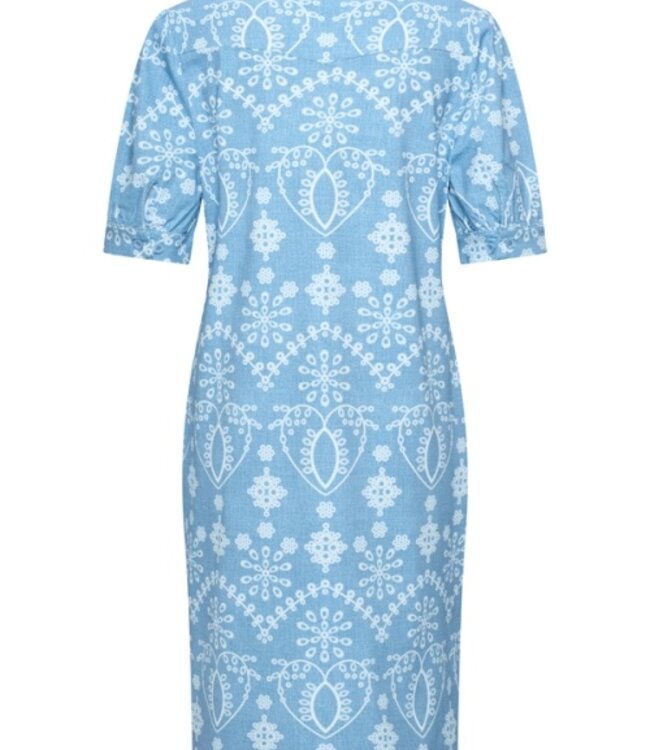 MI PIACE Travel Polo Jurk Print Denim Embroidery 2605 Bleached