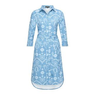 MI PIACE Travel Jurk Print Denim Embroidery 2092A Bleached