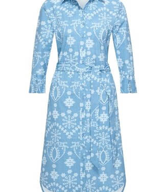 MI PIACE Travel Jurk Print Denim Embroidery 2092A Bleached