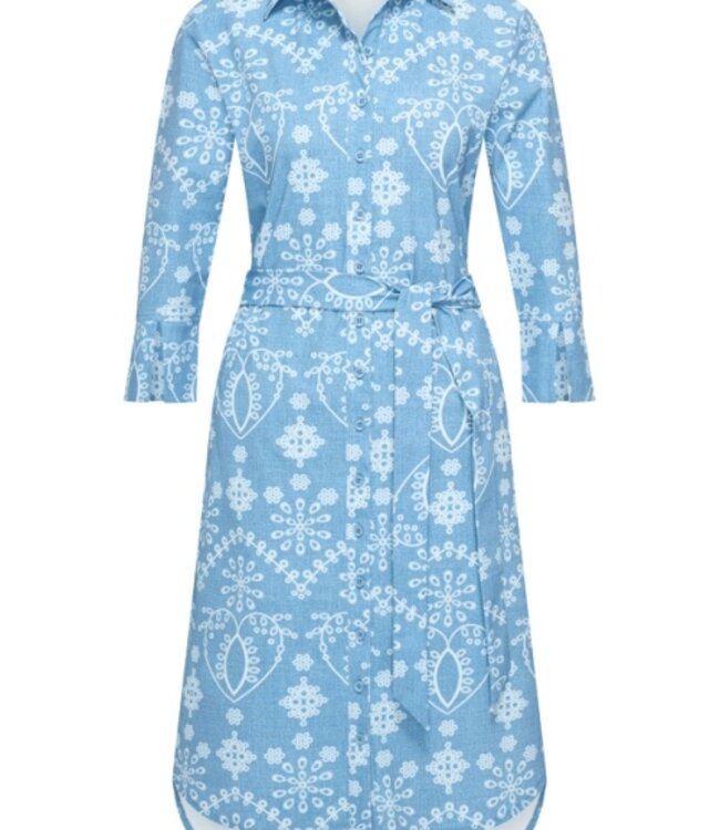 MI PIACE Travel Jurk Print Denim Embroidery 2092A Bleached