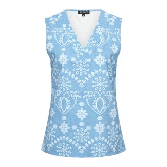 MI PIACE Travel Top Mouwloos Print Denim Embroidery 2425 Bleached