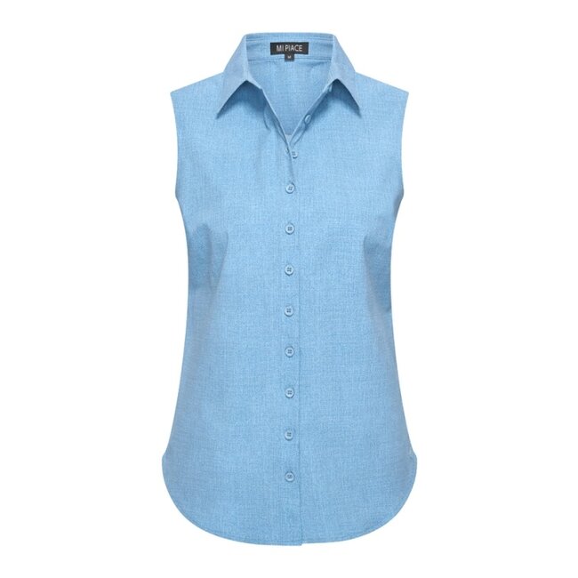 MI PIACE Travel Blouse Mouwloos Uni Denim 2299 Bleached
