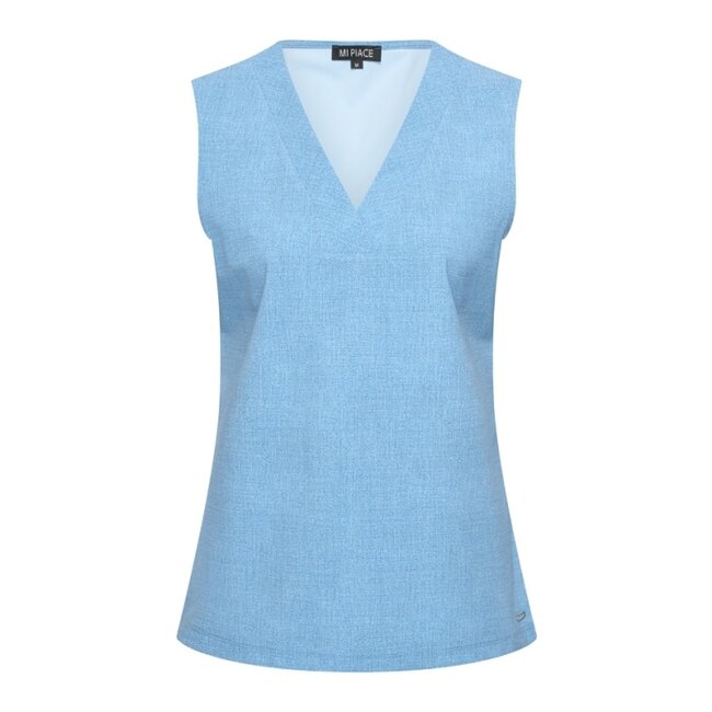 MI PIACE Travel Top Denim Mouwloos 2425 Bleached