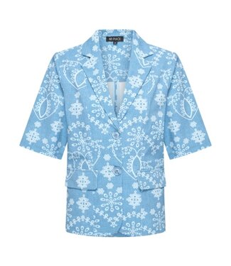 MI PIACE Travel Blazer Korte Mouwen Print Denim Embroidery 2622 Bleached