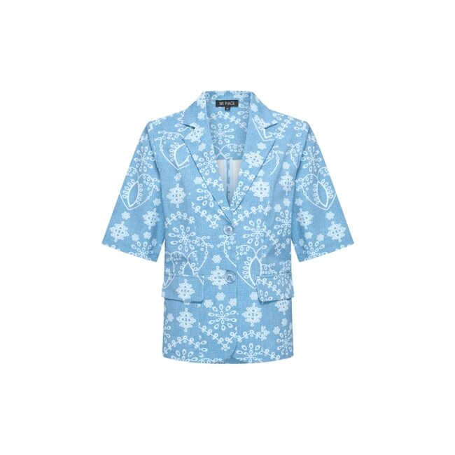MI PIACE Travel Blazer Korte Mouwen Print Denim Embroidery 2622 Bleached