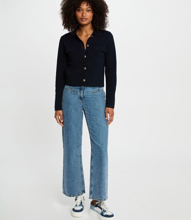 Morgan Long-sleeved Cardigan 252-Mimdie Navy Blue