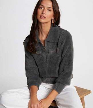 Morgan Vest met lange mouwen en reverskraag 232-Mdomi  Antracietgrijs