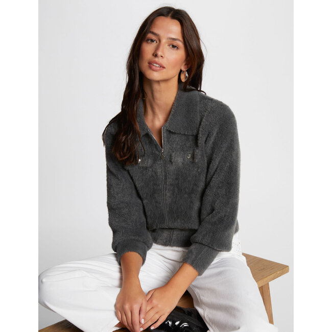 Morgan Vest met lange mouwen en reverskraag 232-Mdomi  Antracietgrijs