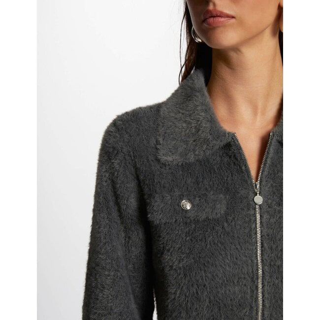 Morgan Vest met lange mouwen en reverskraag 232-Mdomi  Antracietgrijs