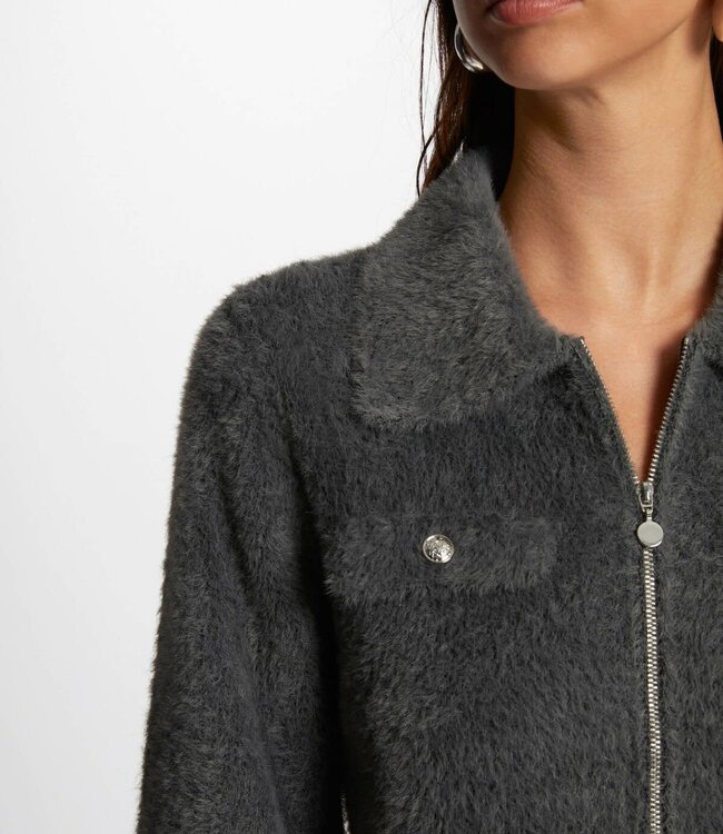 Morgan Vest met lange mouwen en reverskraag 232-Mdomi  Antracietgrijs