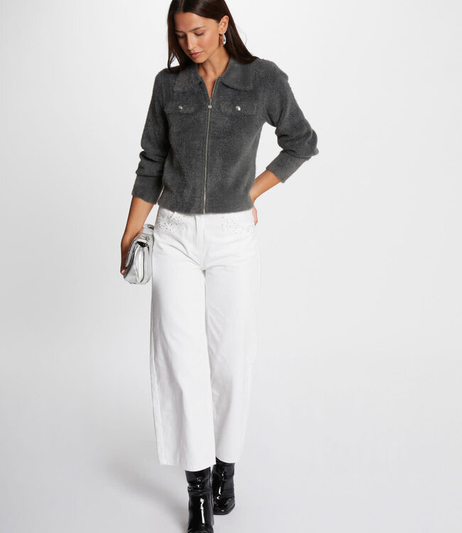 Morgan Vest met lange mouwen en reverskraag 232-Mdomi  Antracietgrijs