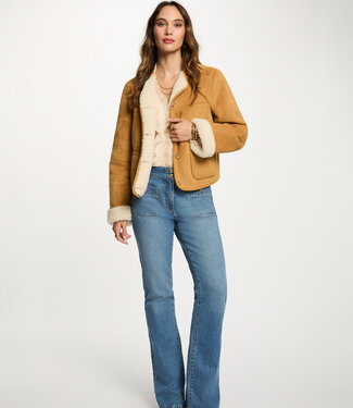 Morgan Short Faux Fur Jacket 252-Gpoli Camel