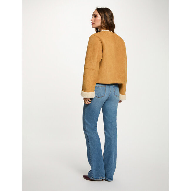 Morgan Short Faux Fur Jacket 252-Gpoli Camel