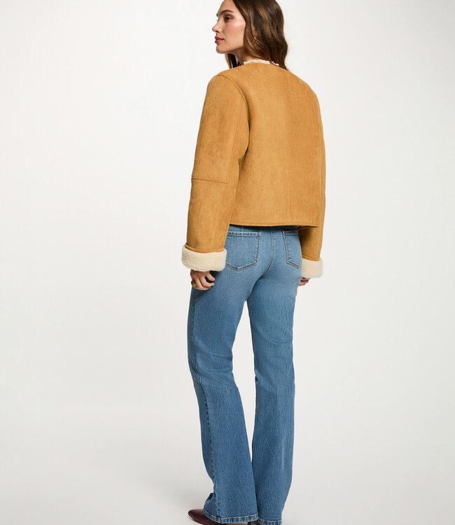 Morgan Short Faux Fur Jacket 252-Gpoli Camel