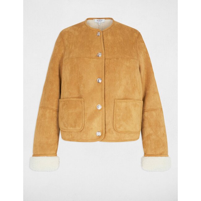 Morgan Short Faux Fur Jacket 252-Gpoli Camel