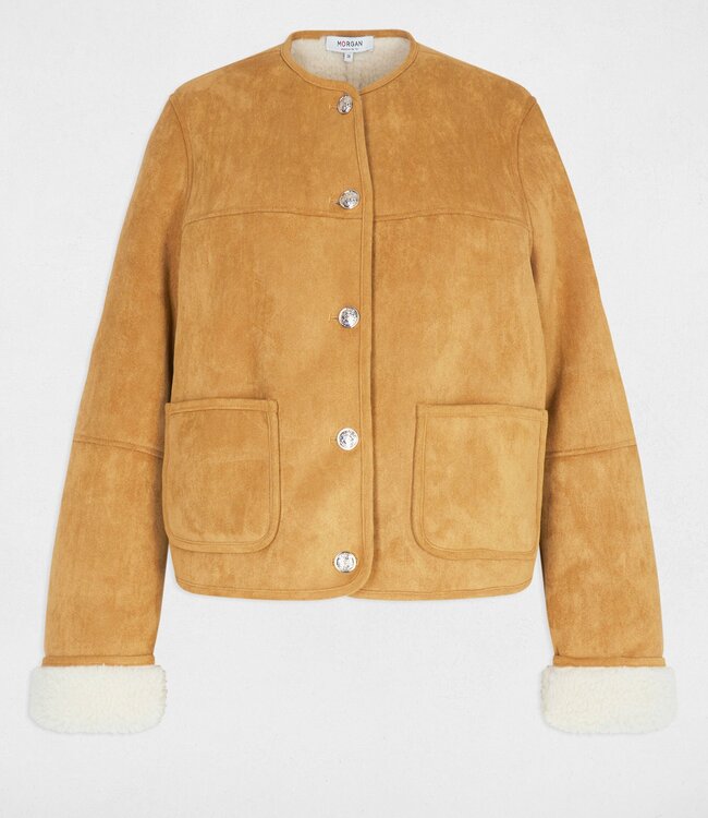 Morgan Short Faux Fur Jacket 252-Gpoli Camel