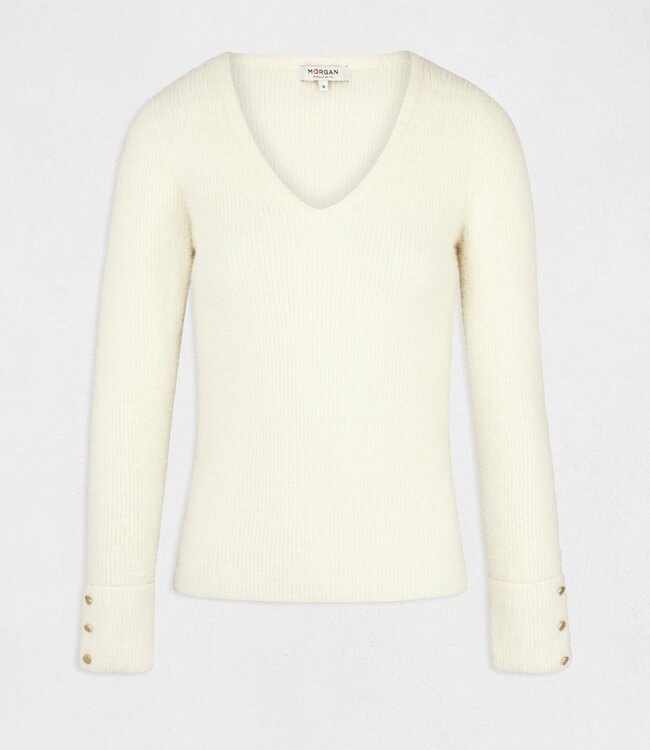 Morgan Trui met lange mouwen en V-hals 212-Moove ivoor