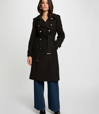 Morgan Long Belted Trench Coat 242-Gtrench Black