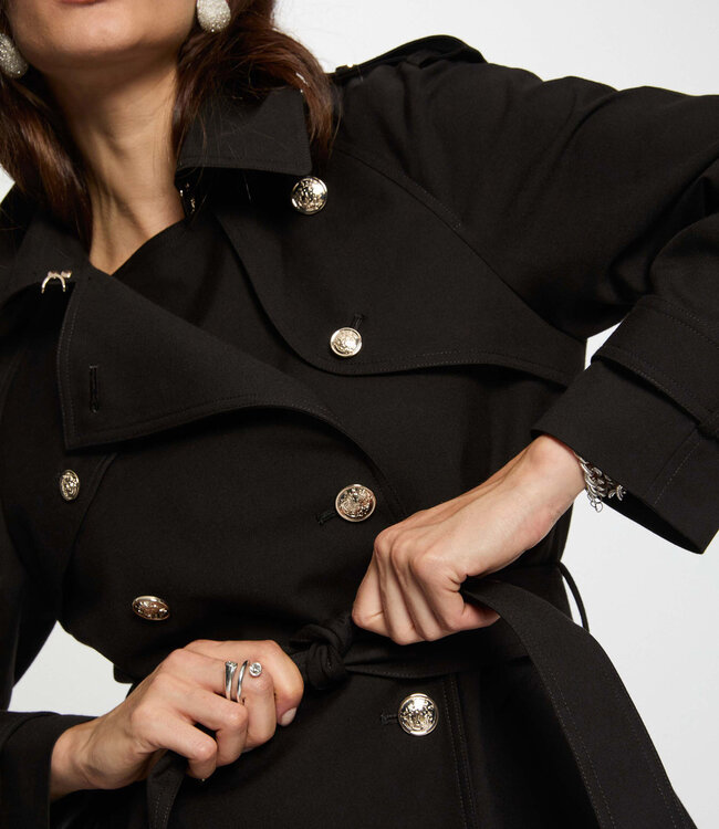 Morgan Long Belted Trench Coat 242-Gtrench Black
