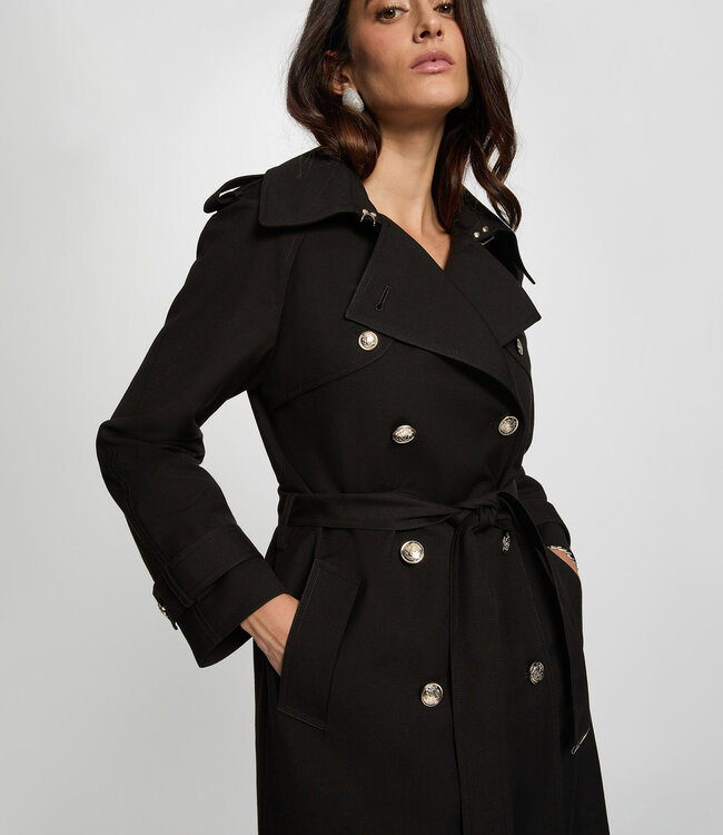 Morgan Long Belted Trench Coat 242-Gtrench Black
