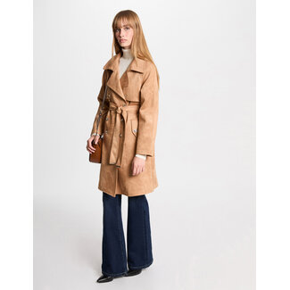 Morgan Long Suede Trenchcoat  242-Gsuede Light Brown Morgan Long Suede Trenchcoat  242-Gsuede Light Brown