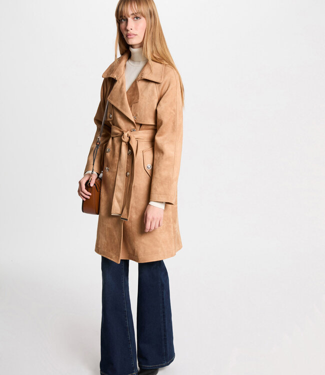 Morgan Long Suede Trenchcoat  242-Gsuede Light Brown