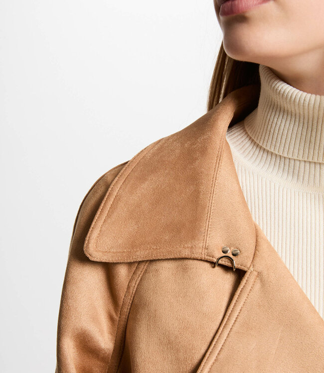 Morgan Long Suede Trenchcoat  242-Gsuede Light Brown