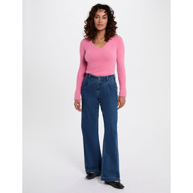 Morgan Trui met lange mouwen en V-hals 212-Moove Rose