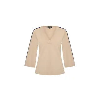 MI PIACE Travel Top V-Hals Tape 2666 Latte