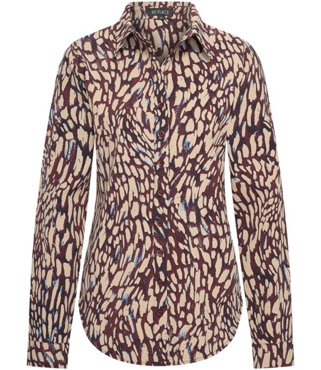 MI PIACE Travel Blouse Abstracte Print 60840 Burgundy Latte