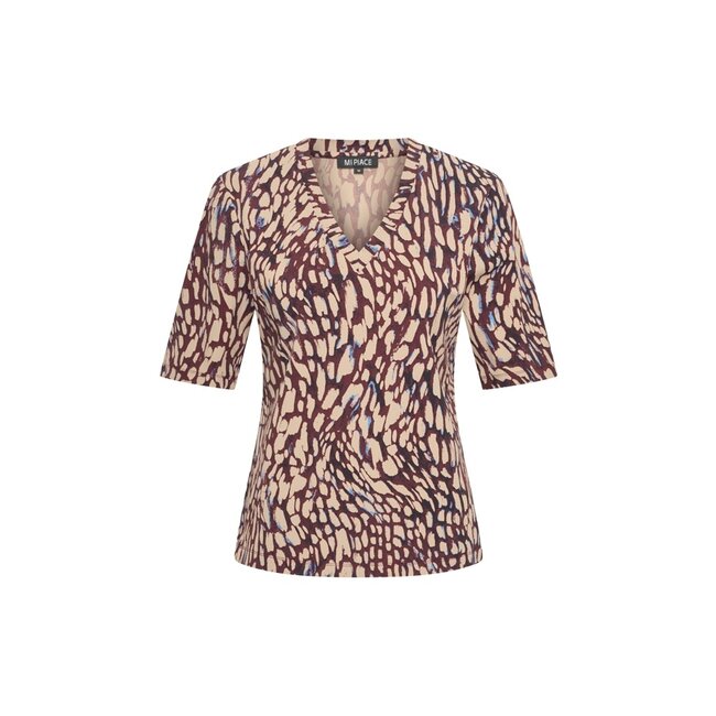 MI PIACE Travel T-shirt Abstracte Print 2271  Burgundy Late