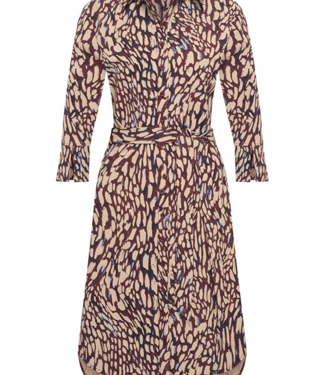 MI PIACE Travel Jurk Print Abstracte 2092 Burgundy Latte