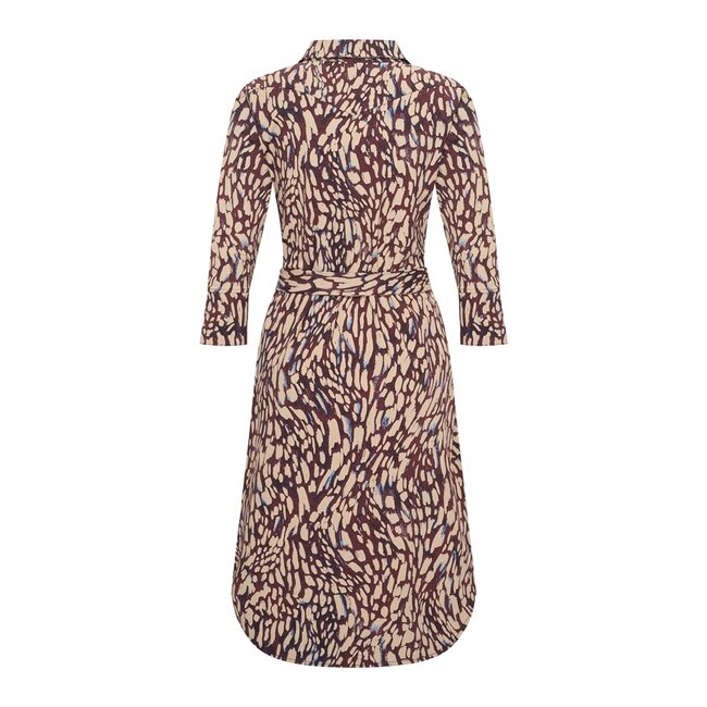 MI PIACE Travel Jurk Print Abstracte 2092 Burgundy Latte