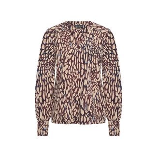 MI PIACE Travel Top  V-Neck Abstracte Print 2651 Burgundy Latte