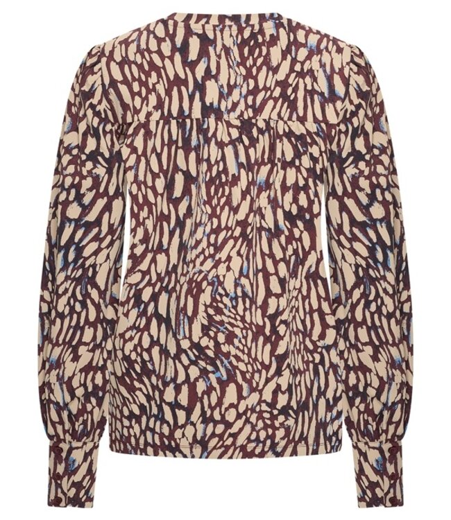 MI PIACE Travel Top  V-Neck Abstracte Print 2651 Burgundy Latte